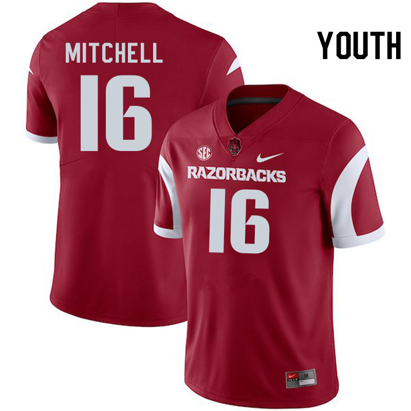 Youth #16 Miguel Mitchell Arkansas Razorbacks College Football Jerseys Stitched-Cardinal